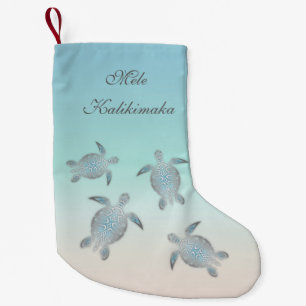 Petite Chaussette De Noël Tortues de mer d'argent Hawaï