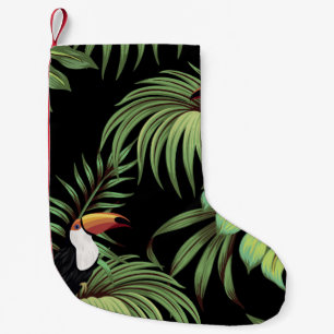Petite Chaussette De Noël Toucan vintage tropical, couteau fleuri feuille pa