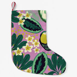 Petite Chaussette De Noël Toucanes tropicales : Motif de fleurs