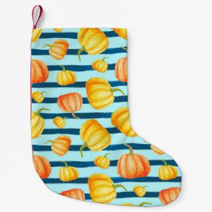 Petite Chaussette De Noël Tour de Citrouille orange. Pat aquarelle transpare