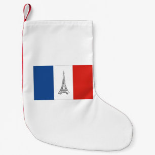 Petite Chaussette De Noël Tour Eiffel de Paris Thème Drapeau Français
