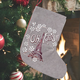 Petite Chaussette De Noël Tour Eiffel Vintage Oh Paris France Marguerite
