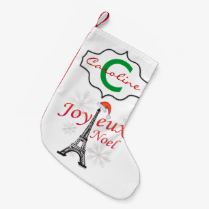 Petite Chaussette De Noël Tour Joyeux Noel Eiffel Personnalisée