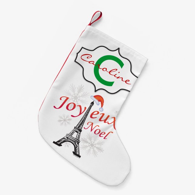 Petite Chaussette De Noël Tour Joyeux Noel Eiffel Personnalisée (Devant (Accrochage))