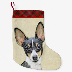 Petite Chaussette De Noël Toy Fox Terrier Peinture - Cute Original Chien Art