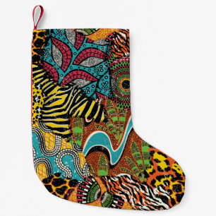 Petite Chaussette De Noël Traditional african fabric and wild animal skins p