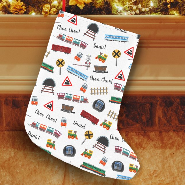 Petite Chaussette De Noël Train Motif Petit Garçon Prénom Choo Choo Enfants (Créateur téléchargé)