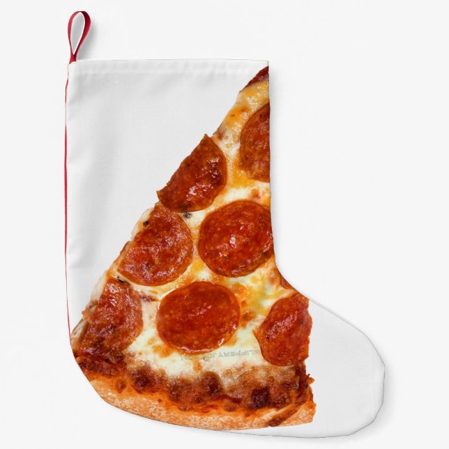 Petite Chaussette De Noël tranche de pizza pepperoni classique de SlipperyJo (Devant)