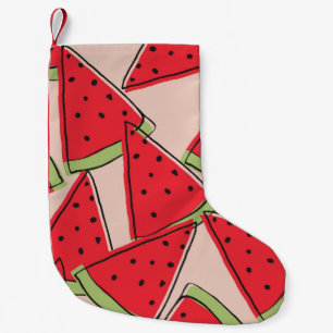 Petite Chaussette De Noël tranches de pastèque avec arrière - plan rose sans