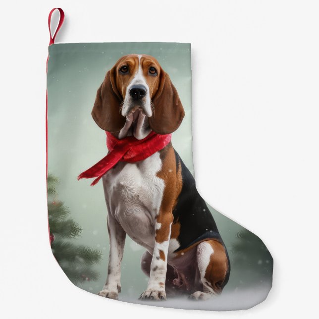 Petite Chaussette De Noël Trek Walker Coonhound Dog en Noël de neige (Devant)