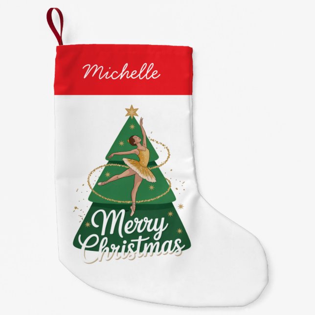 Petite Chaussette De Noël Trendy Personalized Ballerina Christmas Tree  (Devant)