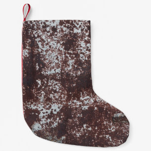 Petite Chaussette De Noël Très vieux fer rouillé. Surface métallique texturé