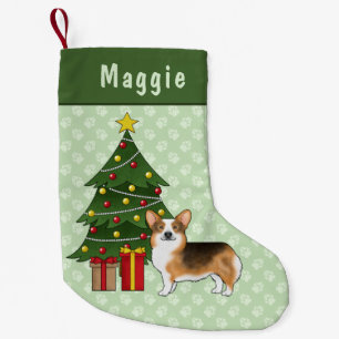 Petite Chaussette De Noël Tri Pembroke en tête rouge Corgi gallois Arbre de