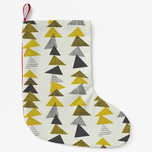 Petite Chaussette De Noël Triangles Rétro : Motif Varié sans joint. (Devant)