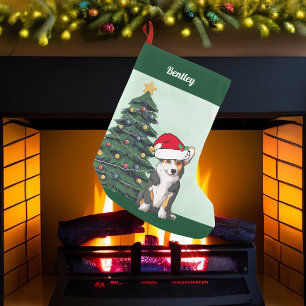 Petite Chaussette De Noël Tricolor Corgi Arbre de Noël Monogramme Vert