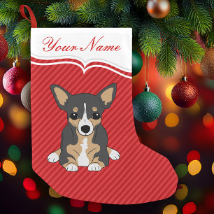 Petite Chaussette De Noël Tricolore Chien mignon Chihuahua Rouge rayures