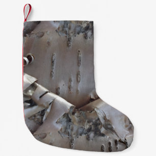 Petite Chaussette De Noël Tronc d'Arbre en Écorce de bouleau frisé Rustique