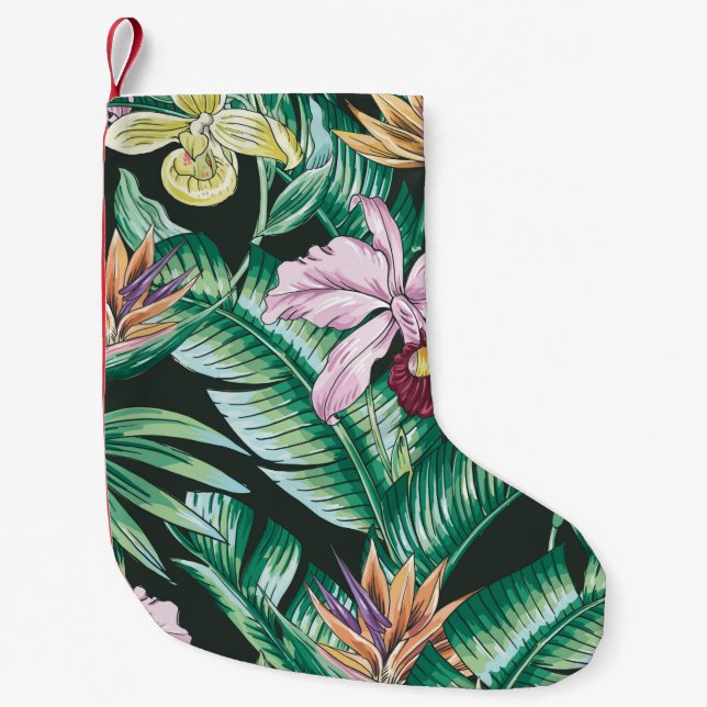 Petite Chaussette De Noël Tropical floral seamless pattern with exotic flowe (Devant)