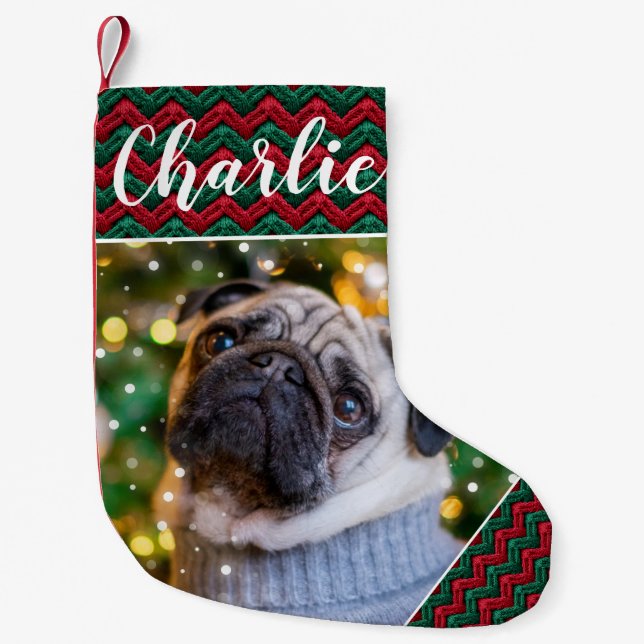 Petite Chaussette De Noël Trousse personnalisée pour animaux de compagnie de (Devant)