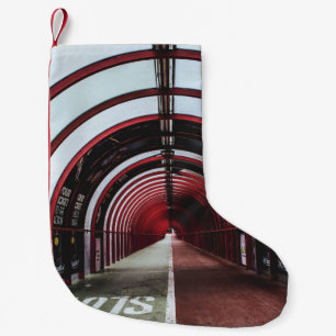 PETITE CHAUSSETTE DE NOËL TUNNEL VIDE EN VERRE ROUGE ET BLANC