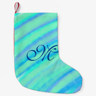 Petite Chaussette De Noël Turquoise bleu vert filigranes ajouter votre monog