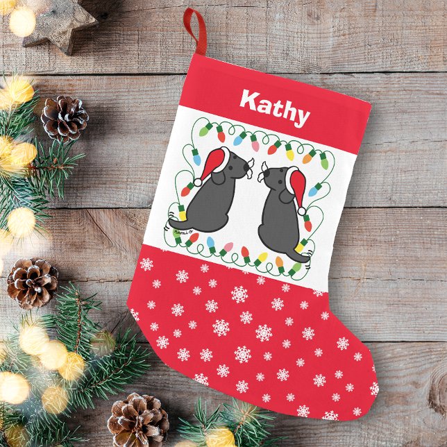 Petite Chaussette De Noël Twin Black Labrador Santas (Personalized Twin Black Labrador Santas Christmas Stocking for Labrador Retriever Owners.)