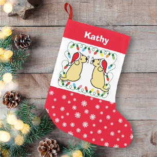 Petite Chaussette De Noël Twin Yellow Labrador Santas