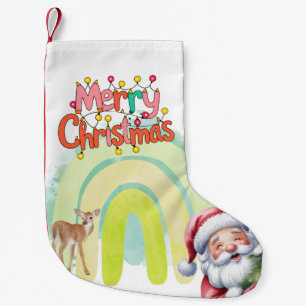Petite Chaussette De Noël Typographie Joyeux Noël et lumières & cerf
