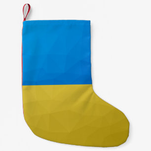 Petite Chaussette De Noël Ukraine drapeau bleu jaune motif maillage géométri