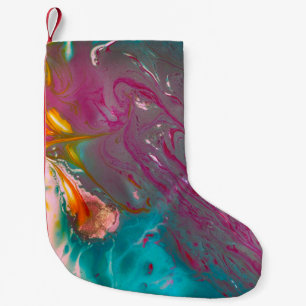 Petite Chaussette De Noël Un closep de couleur huile abstraite peint ondulé