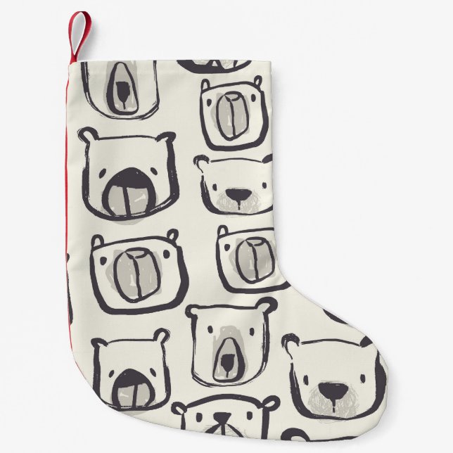 Petite Chaussette De Noël Un mignon ours, un motif sans couture dessiné à la (Devant)
