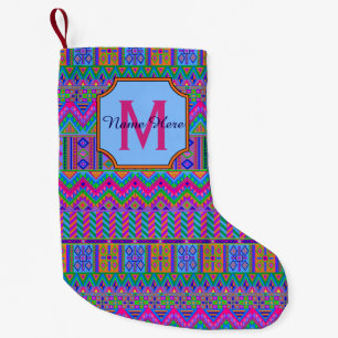 Petite Chaussette De Noël Un monogramme de tribu aztèque lumineux pour des 