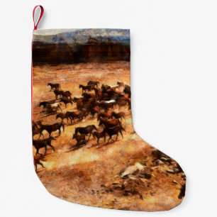 Petite Chaussette De Noël Un troupeau de chevaux sauvages en course. OEuvre