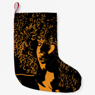 Petite Chaussette De Noël Une jolie femme africaine avec portrait afro