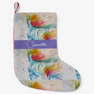 Petite Chaussette De Noël Unicorn aquarelle peinture rêves Noël