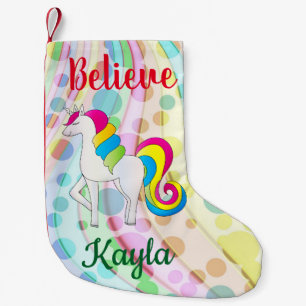 Petite Chaussette De Noël Unicorn Cute Rainbow Believe Ajouter un nom