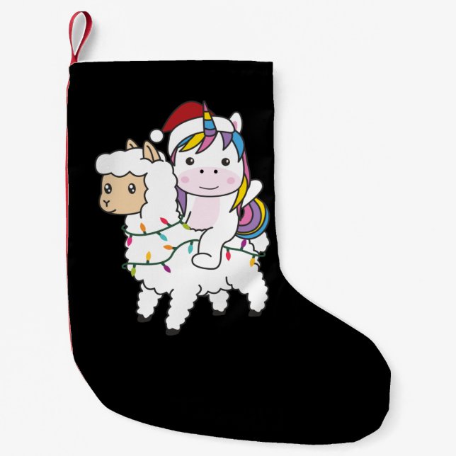 Petite Chaussette De Noël Unicorn Llama Christmas Snow Winter Animals (Devant)