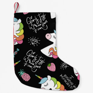 Petite Chaussette De Noël Unicorne, fraise, ananas, dessins à la crème glacé