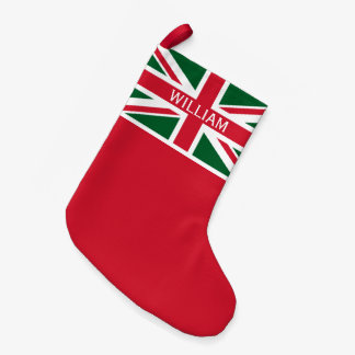 Petite Chaussette De Noël Union Jack de Noël ~ Rouge, Vert et Blanc