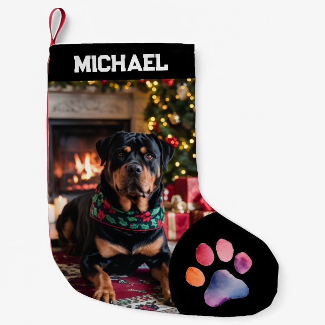 Petite Chaussette De Noël upload picture Dog Custom Photo text Personalized  (Devant)