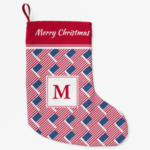 Petite Chaussette De Noël USA AMERICA Drapeau Monogramme Texte personnalisé