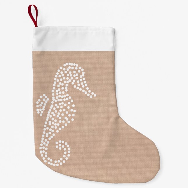 Petite Chaussette De Noël Vacances côtières de Noël d'hippocampe de plage (Devant)