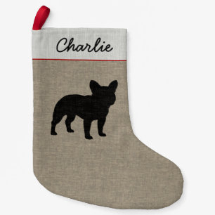 Petite Chaussette De Noël Vacances de chien de la silhouette   Frenchie de