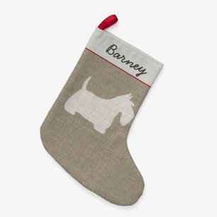 Petite Chaussette De Noël Vacances de silhouette de chien de Scottie de