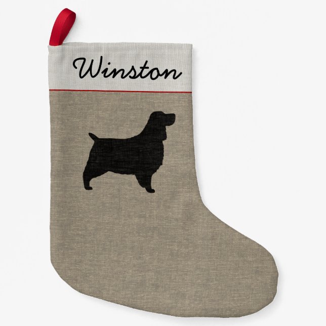 Petite Chaussette De Noël Vacances de silhouette de chien d'épagneul de (Devant)