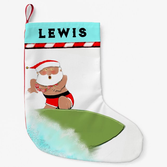 Petite Chaussette De Noël Vacances de surf à Hawaï (Devant)
