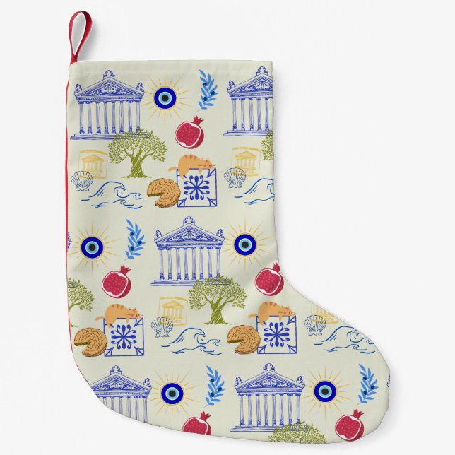 Petite Chaussette De Noël Vacances en Grèce Minimalisme (Devant)