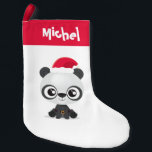 Petite Chaussette De Noël Vacances personnalisées Funny Panda<br><div class="desc">Un joli bas de jour férié avec un Panda amusant portant un casquette Père Noël. Il peut être facilement personnalisé avec votre nom.</div>