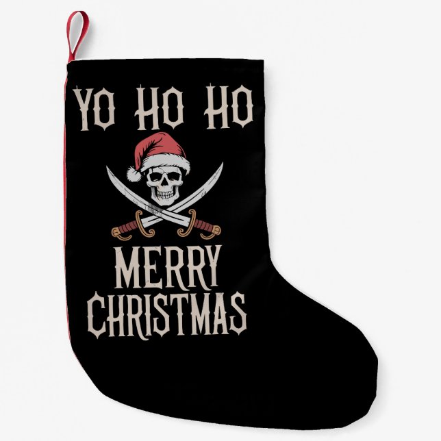 Petite Chaussette De Noël Vacances Pirate Yo Ho Ho Noël Père Noël Bateau (Devant)