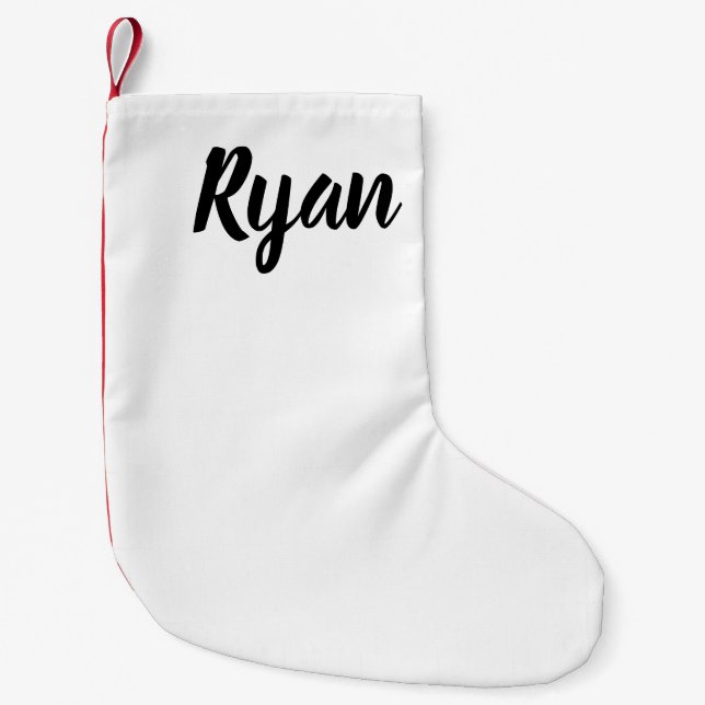 Petite Chaussette De Noël Vacances Ryan de stockage blanc rouge de Noël (Devant)